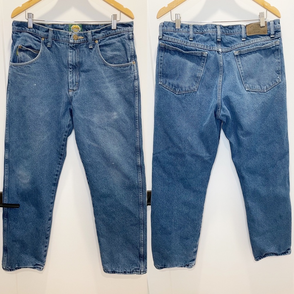 Cabela’s Medium Wash Denim Red Fleece Lined Jeans 34x30
